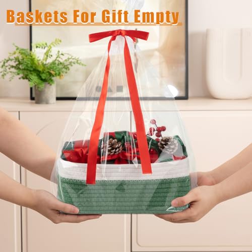 4 PACK 7L Storage Baskets for Organizing Storage Bins Green (Green/White / 11.8"*7.8"*4.7")