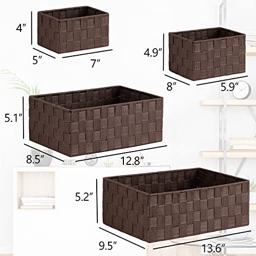 Woven Storage Baskets for Organizing 6 Pack (Brown-6pcs)