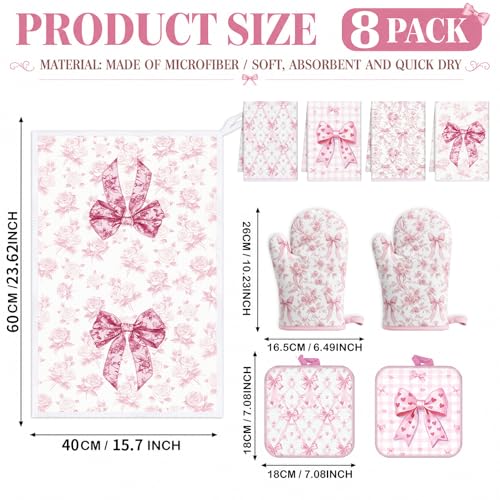 Pink Bows Kitchen Decor Set (Pink Bows)