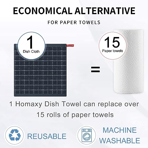 100% Cotton Terry Kitchen Dish Cloths (Dark Grey / 12 X 12 - 8 Pack)