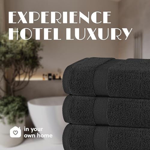Wealuxe Black Bath Towels 24x50 Inch (Black / Bath Towels 6-Pack, 24x50 Inches)