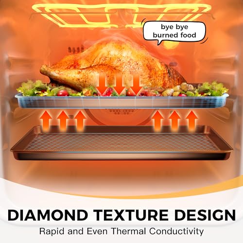 2 Pack Half Sheet Cookie Sheets for Baking (Champagne Gold / 2 Pack Half Sheet)