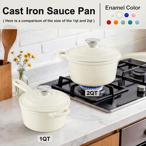 1Qt& 2Qt Saucepan Set (Cream White / 1+2 Quarts)