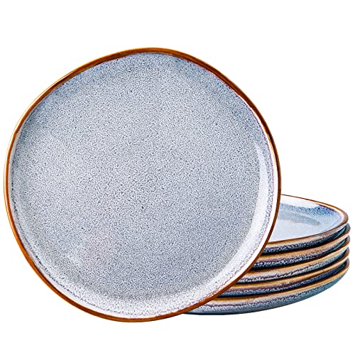 Ceramic Dinner Plates Set of 6 (Reactive Blue / 10.5 Inch(6Pcs))