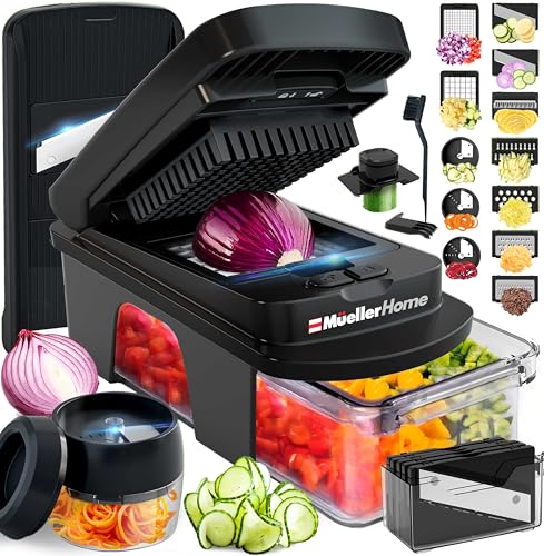 MUELLER HOME ULTIMATE 12 Blade Vegetable Chopper & Mandoline Slicer (12 Blade / Black)