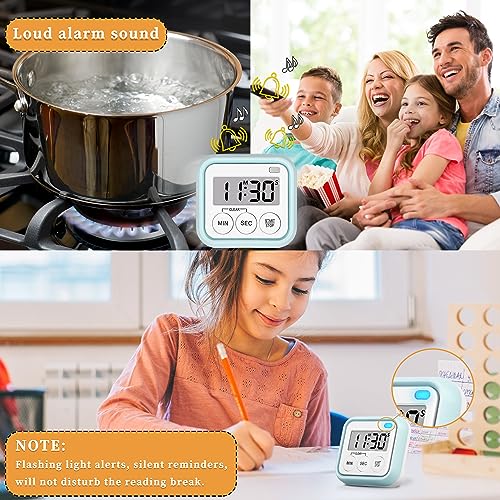 Timer Kitchen Timers for Cooking Classroom Timer for Kids Teachers Digital Magnetic Timers 2 Pack (Blue)