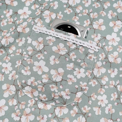 Vintage Floral Apron for Women (Green Flower)