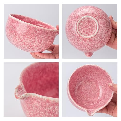 Matcha Whisk Set (Pink / 7 pcs/set, Bowl with Pouring Spout)