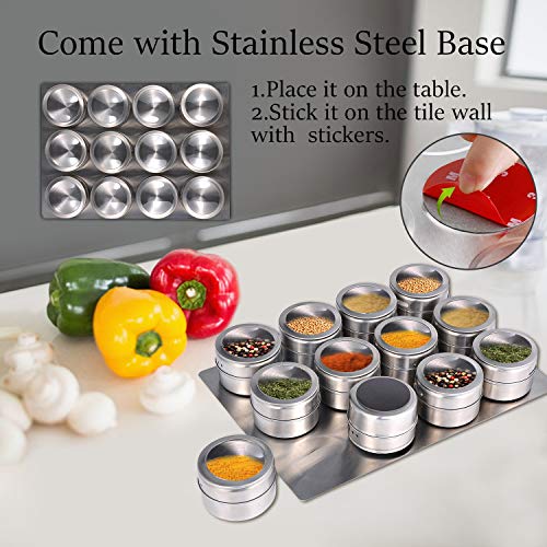 Magnetic Spice Jars (2"x2.5"-12 Pcs with Base)