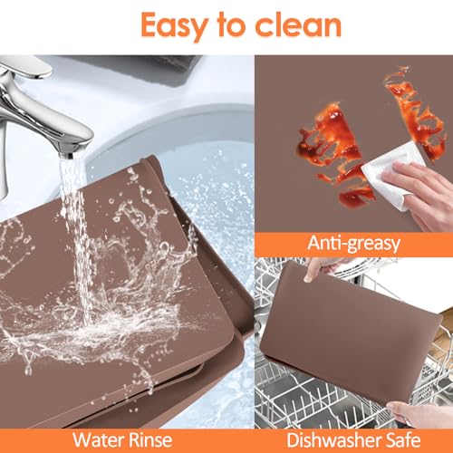 Silicone Coffee Maker Mat with Lip for Countertops (Brown / 15.7'' x 11.8'')