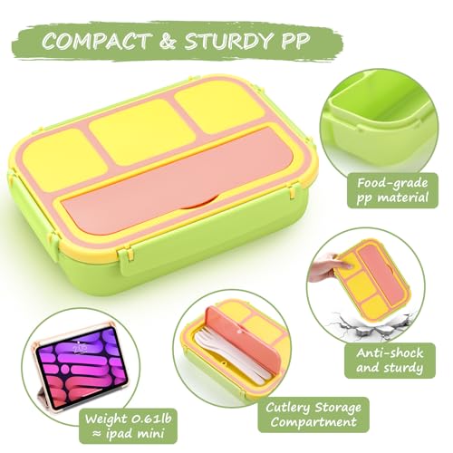 Bento Box for Kids Adults (Pink Yellow Green)