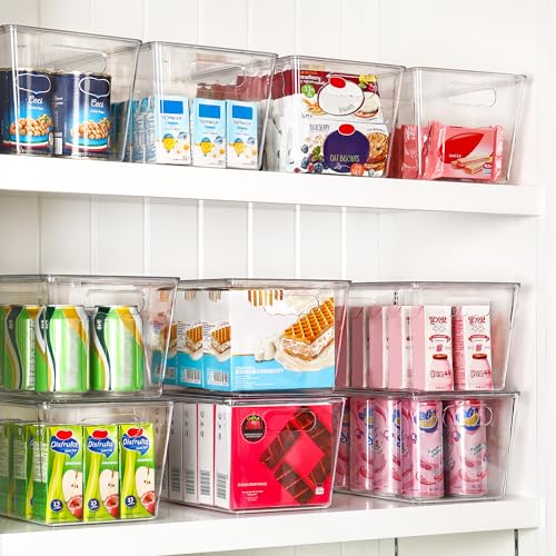 10 Pack Clear Stackable Storage Bins with Lids and Handles (L( 11"L x 7.5"W x 6"H))