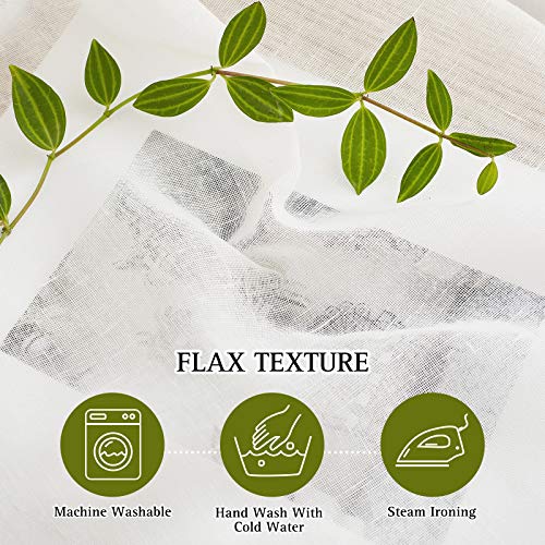45 inch Long Rich Linen Curtains Flax Texture (52"W x 45"L (Pack of 2) / Ivory)