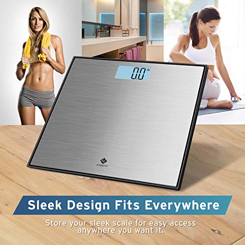 Stainless Steel Digital Body Weight Bathroom Scale (Brushed Silver / 11.8 x 11.8 inches)
