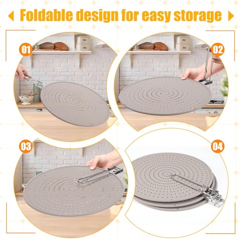 3 Pcs 12.6 Inch Silicone Splatter Screen for Frying Pan Grease Splatter Collapsible Guard Heat Resistant Multi Use for Baking and Cooking (Gray)