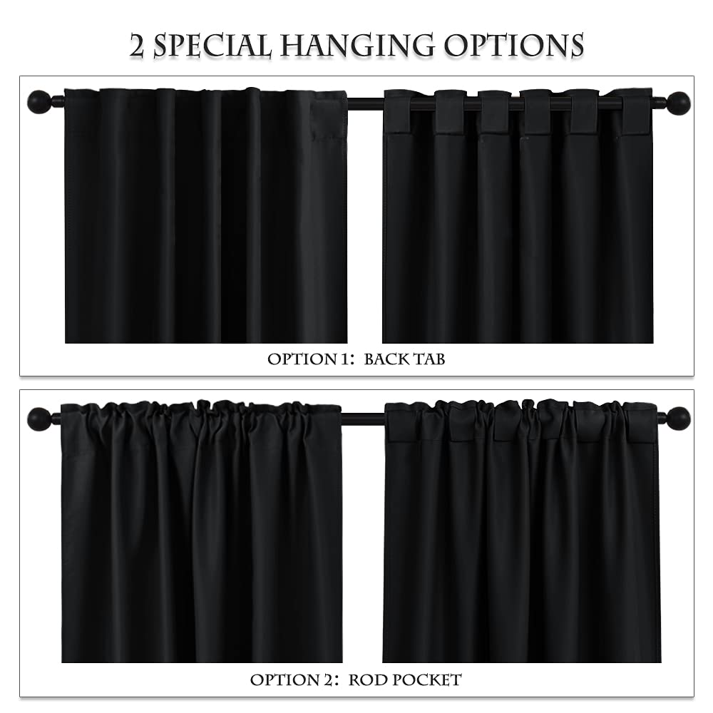 Blackout Curtains for Kitchen (Black / 52"W x 63"L (Pack of 2))