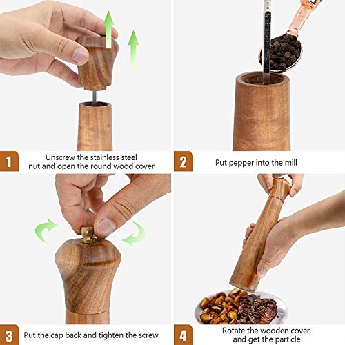 Wooden Salt and Pepper Grinder Set (Acacia Wood 10" 2PCS)
