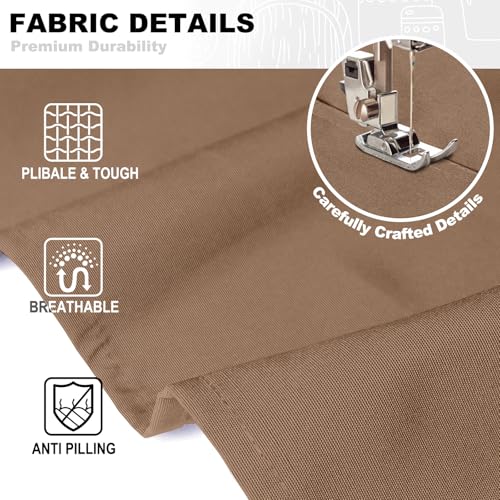 chef apron bib tool apron for man woman cross back straps with 4 pockets for kitchen cooking gardening baking working (Brown)