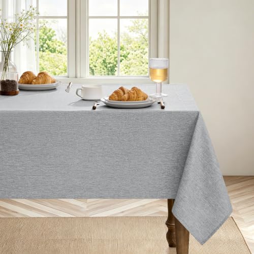 Faux Linen Tablecloth for Dining Room (Cool Grey / 104" x 60" (Rectangular))