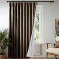Pinch Pleated 100% Blackout Linen Curtains 84 Inch for Living Room (Cafe Brown/Linen Total Blackout / 60"W x 84"L (Pack of 1))