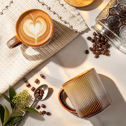 Ceramic Coffee Mugs Set of 6 (Creamy Amber / 14 OZ (Set of 6))