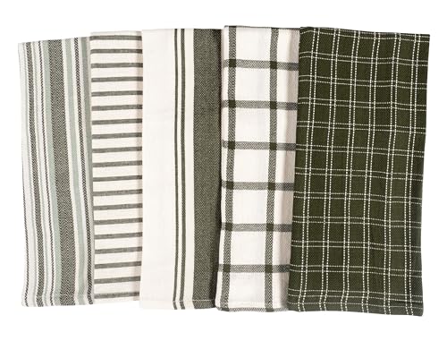Assorted Flat Kitchen Towels (Olive / 18 x 28 - 10 Pack)