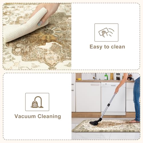 Anti Fatigue Mats for Kitchen Floor 2 piece (Khaki/Multi / 17.3" x 47"+17.3" x 29"--0.47 inches)