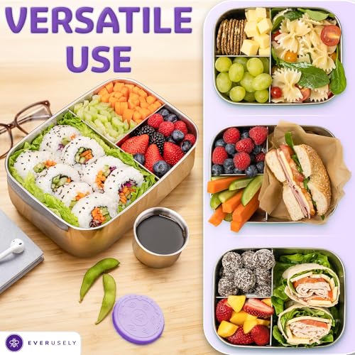 Stainless Steel Bento Box + Condiment Container (Lavender / 60oz / 1800ml)