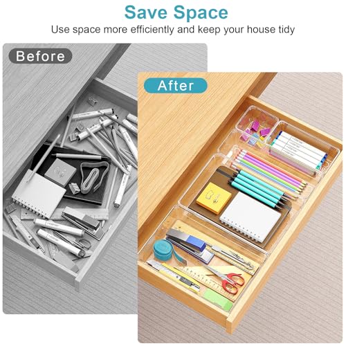 65 Pcs Clear Plastic Drawer Organizer (Clear / 65Pack(0-0-5-10-22-28))