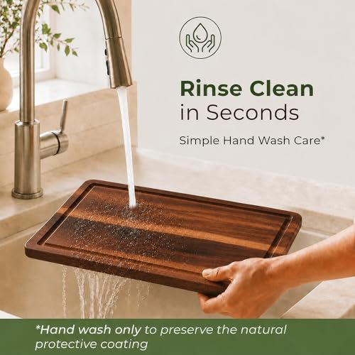 Acacia Wood Cutting Board Set of 3 with Holder