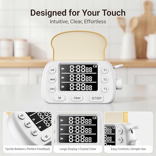 Digital Kitchen Timer for Cooking Magnetic Countdown Timers White (White)