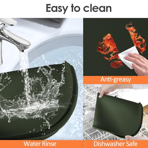 Silicone Coffee Maker Mat with Lip for Countertops (Dark Olive / 24'' x 16'')