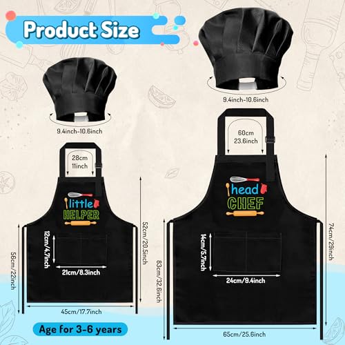 R HORSE Adult Kid Apron and Chef Hat Set (Black)