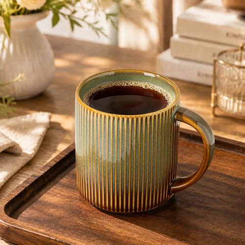 Ceramic Coffee Mugs Set of 4 (Sage Umber / 14 OZ (Set of 4))