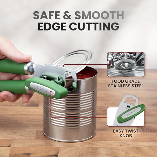 Manual Can Opener Heavy Duty Patented Stainless Steel (Artichoke Green / Comfy Grip)