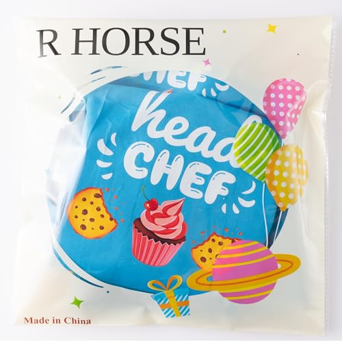R HORSE Adult Kid Apron and Chef Hat Set (Blue)