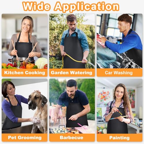 Waterproof Rubber Apron Adjustable Dishwasher Apron (8 Pack / 8 Pack Black)