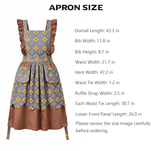 Retro Kitchen Apron for Women with Pockets (Grey)