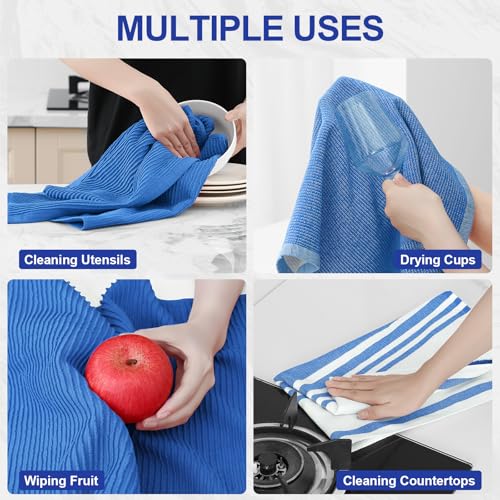 Cotton 380 GSM Premium Kitchen Towels (Blueberry / 18" X 28" - 3 Pack)