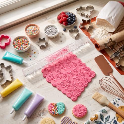 Floral Vine Embossed Acrylic Rolling Pin (52017 flowers and plants)