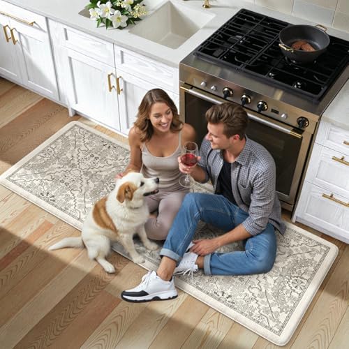 Anti Fatigue Kitchen Mats (Light Grey/Multi / 59"L x 24"W x 0.5"Th)