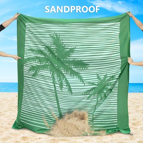 Beach Blanket Mat Waterproof Sandproof for 2 (Coconut Tree / 79" X 83"（1-4person）)