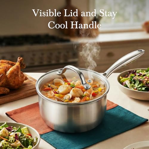 Tri Ply Stainless Steel Pot 1.5Qt & 2.5Qt with Lids (1.5 QT & 2.5 QT)