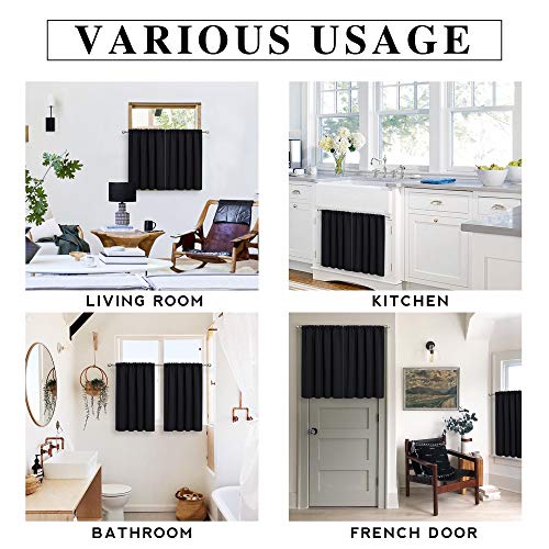 Short Blackout Curtains for Bedroom (Black / 34"W x 45"L (Pack of 2))