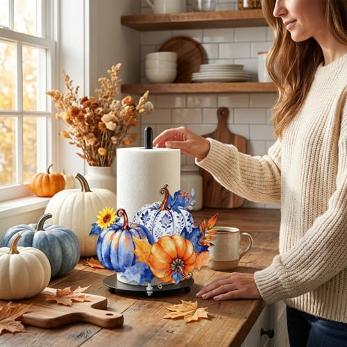 Fall Pumpkin Paper Towel Holder Chinoiserie Kitchen Decor Accessory