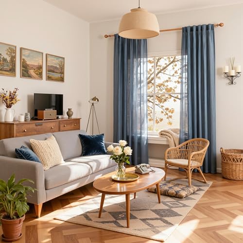 72 Inches Long Semi Sheer Curtains Light Filtering Window Drapes Door Curtains for Closet Doorways (50"W x 72"L (Pack of 2) / Dusty Blue-new)