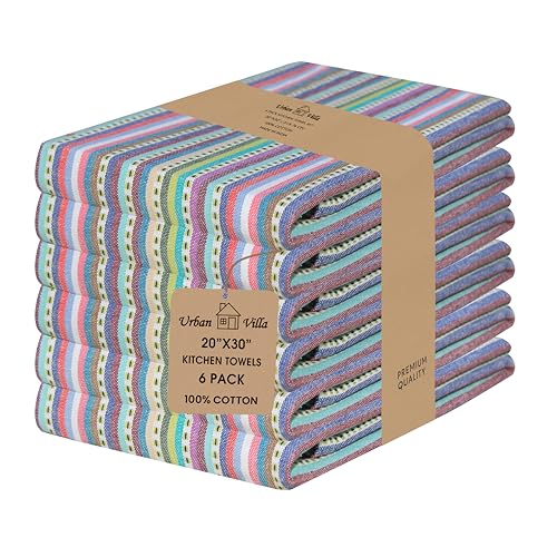 Kitchen Towels Cotton Dish Towels 20”x30” (20" x 30" (Set of 6) / 147 Multi Pink Stripes)