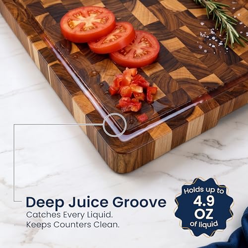 End Grain Acacia Wood Cutting Board 23x18x1.5 (Natural / 23"L x 18"W)