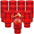 12 oz Ribbed Drinking Glasses Set of 12 (12 OZ / Red 12 Pcs)