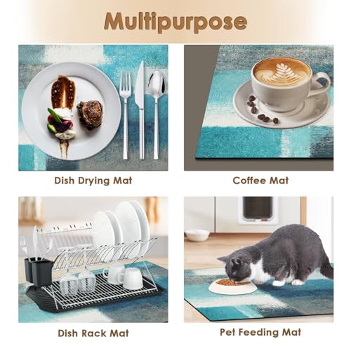 Coffee Mat for Countertops (Teal White Grey)